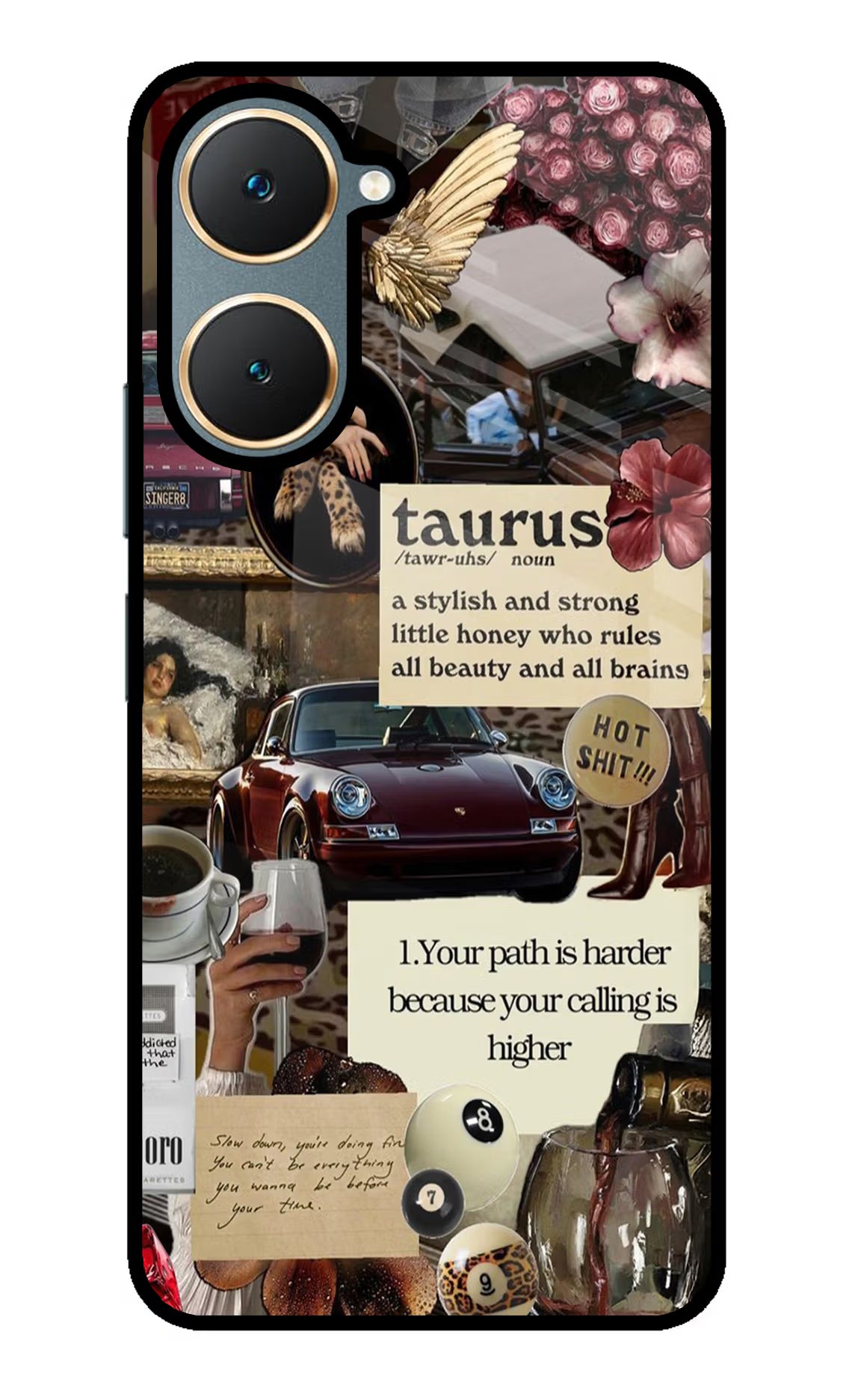 Taurus Zodiac Vivo Y18/Y18e Glass Case Back Cover by Casekaro