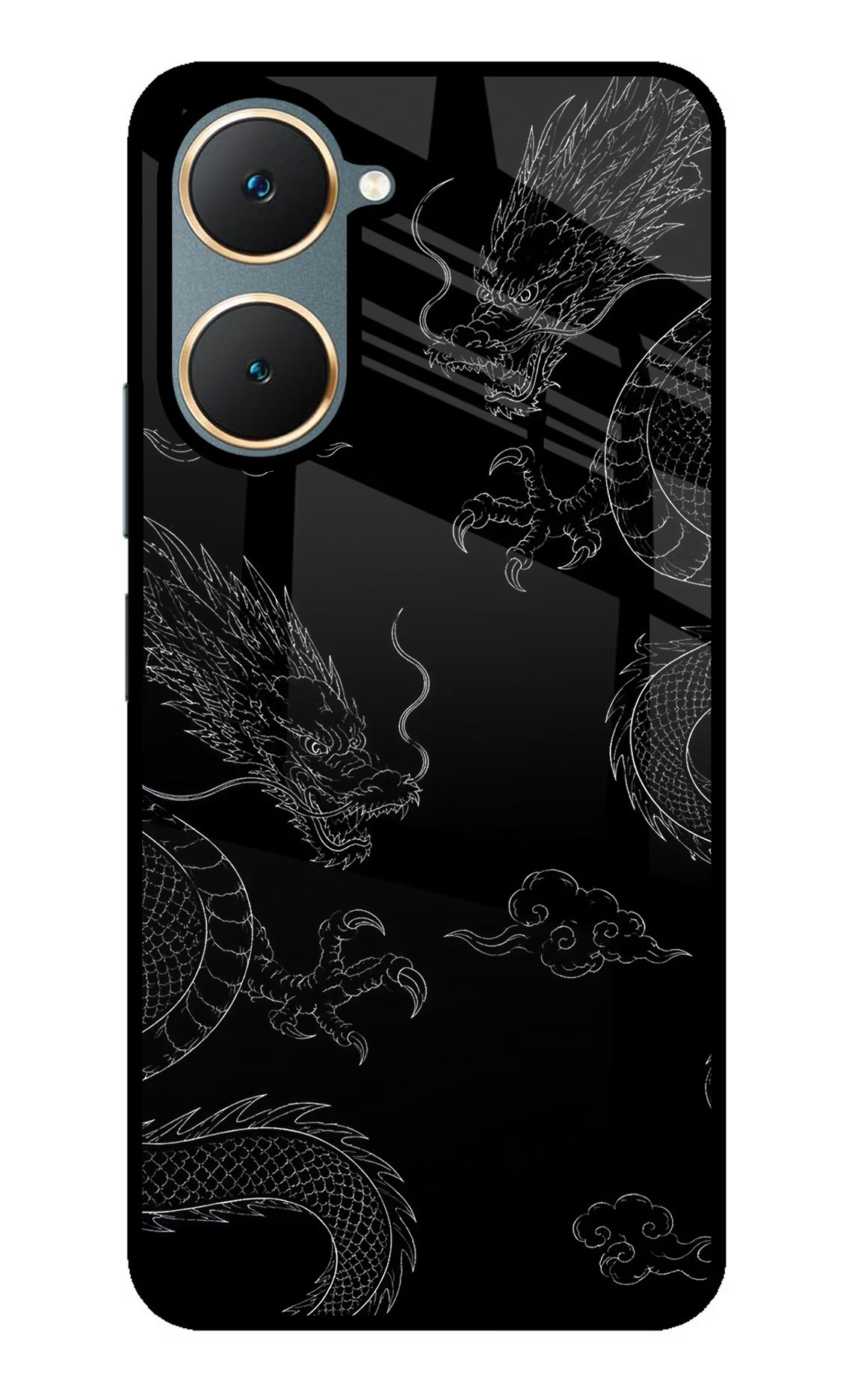 Twin Dragons Vivo Y18/Y18e Glass Case Back Cover by Casekaro