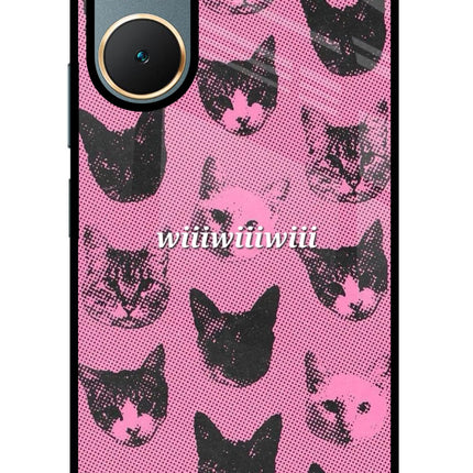 Pink Cats Vivo Y18/Y18e Glass Case