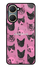Pink Cats Vivo Y18/Y18e Glass Case