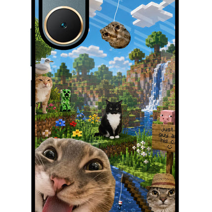 Minecraft Cat Chaos Vivo Y18/Y18e Glass Case