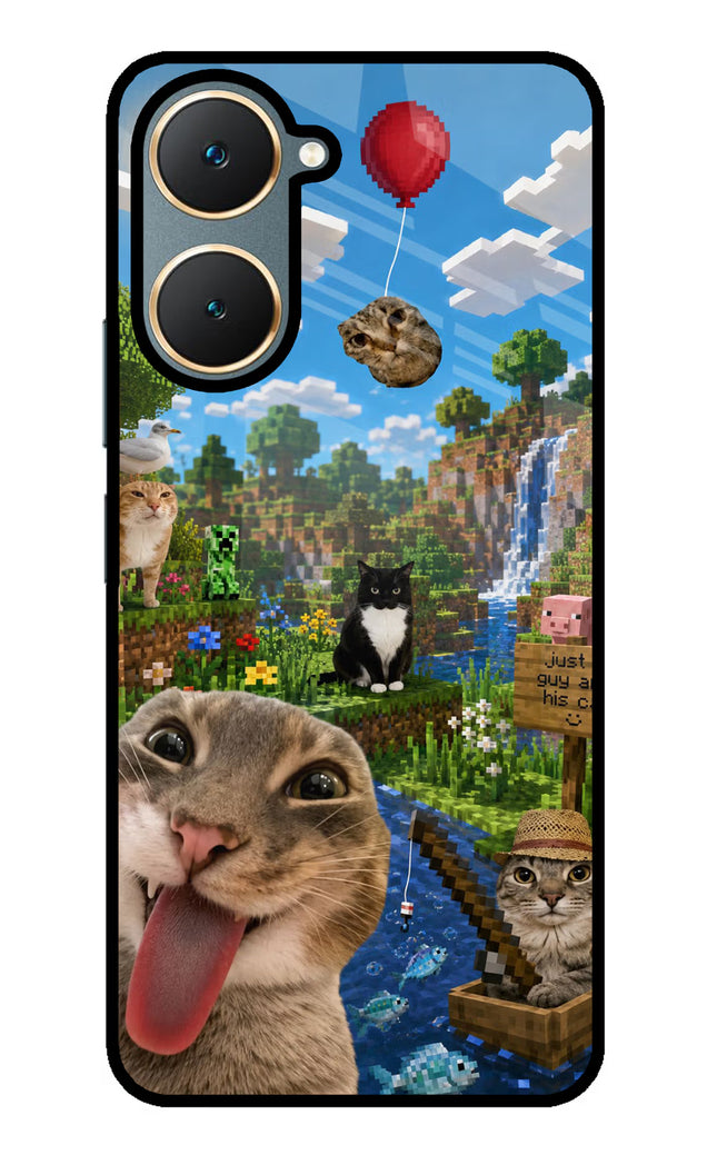 Minecraft Cat Chaos Vivo Y18/Y18e Glass Case
