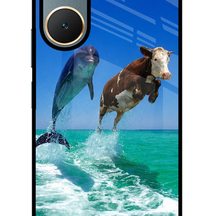 Dolphin vs Cow Vivo Y18/Y18e Glass Case