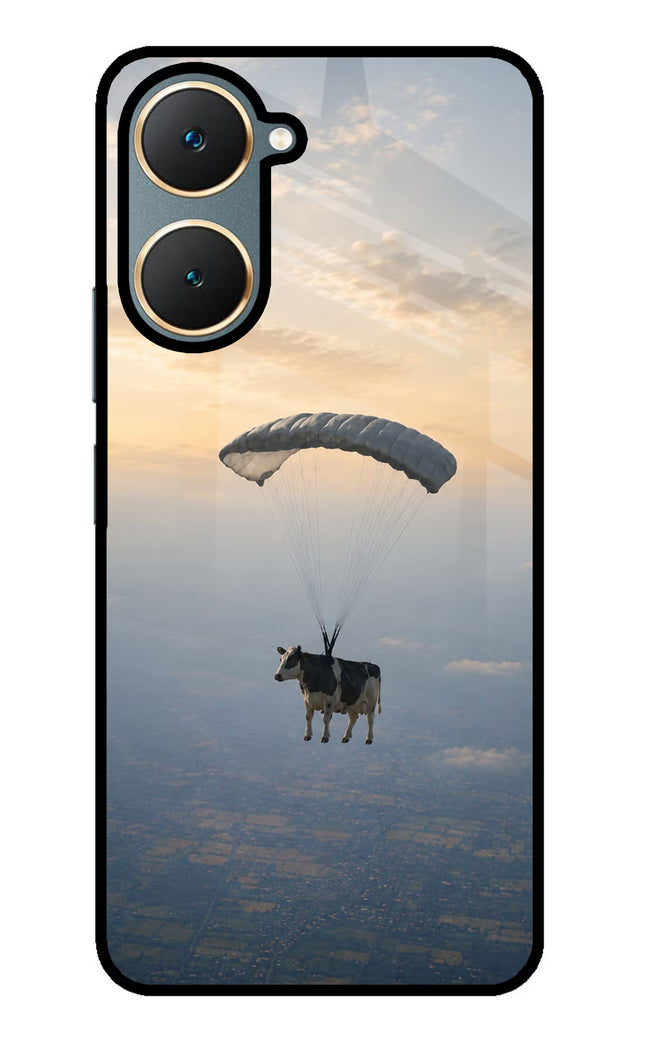 Skydiving Cow Vivo Y18/Y18e Glass Case