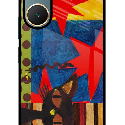 Pop Cat Vivo Y18/Y18e Glass Case Back Cover by Casekaro