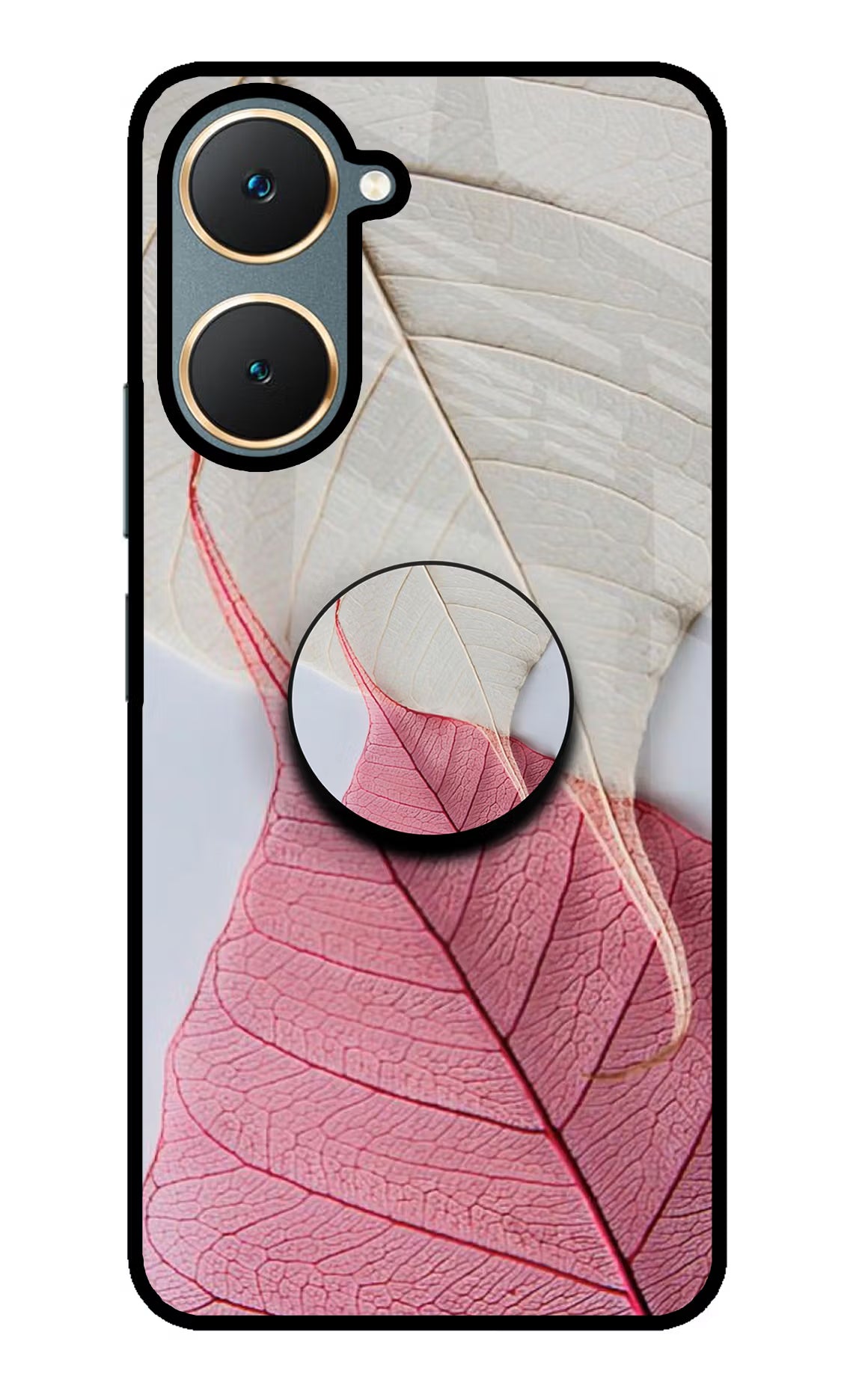 White Pink Leaf Vivo Y18/Y18e Pop Case by Casekaro