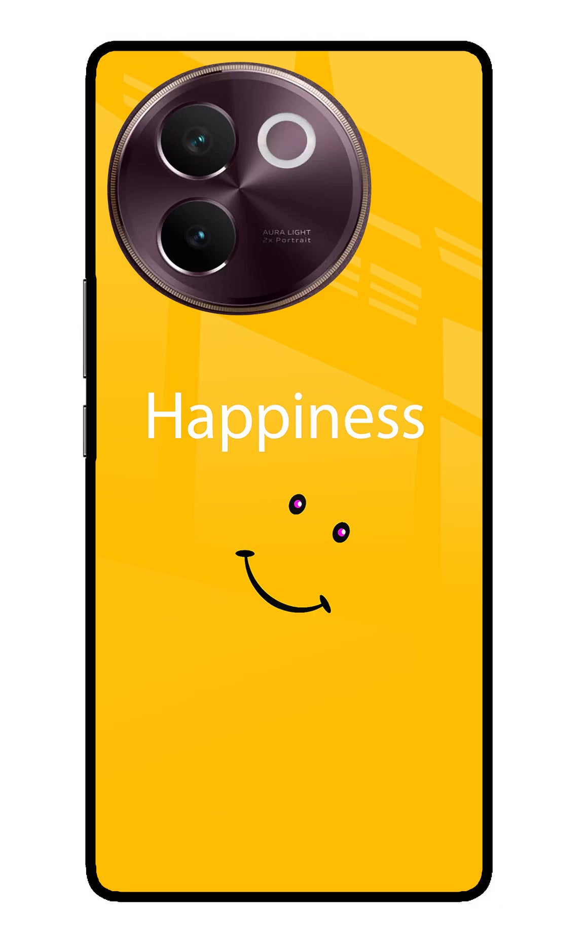 Happiness With Smiley Vivo V30e Glass Case Back Cover by Casekaro