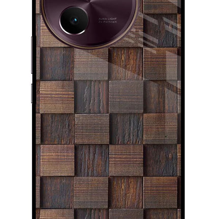 Wooden Cube Design Vivo V30e Glass Case