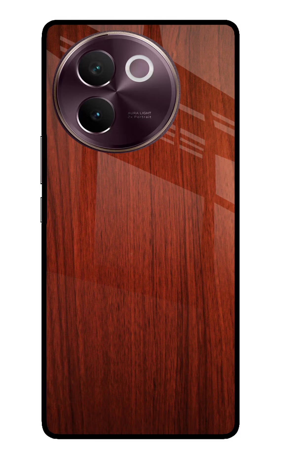Wooden Plain Pattern Vivo V30e Glass Case Back Cover by Casekaro