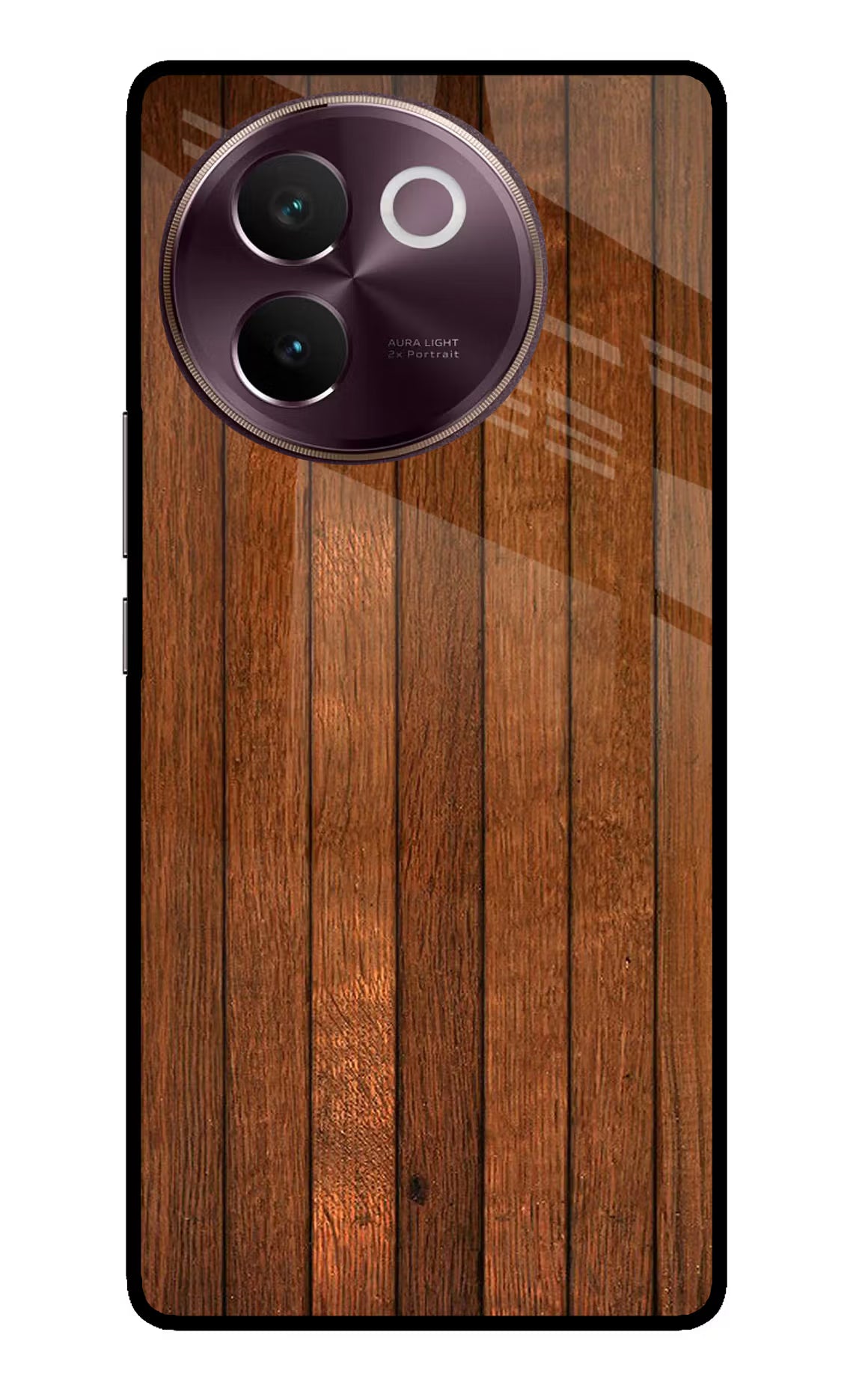 Wooden Artwork Bands Vivo V30e Glass Case