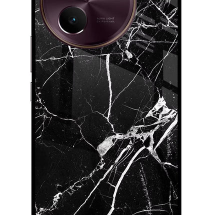 Black Marble Pattern Vivo V30e Glass Case