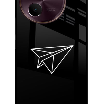 Paper Plane White Vivo V30e Glass Case