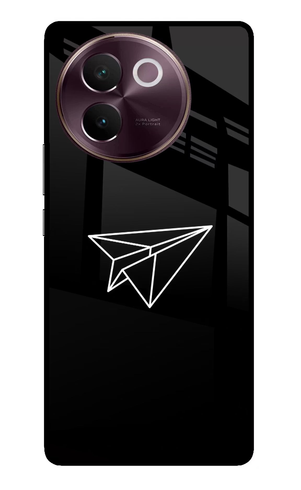 Paper Plane White Vivo V30e Glass Case Back Cover by Casekaro