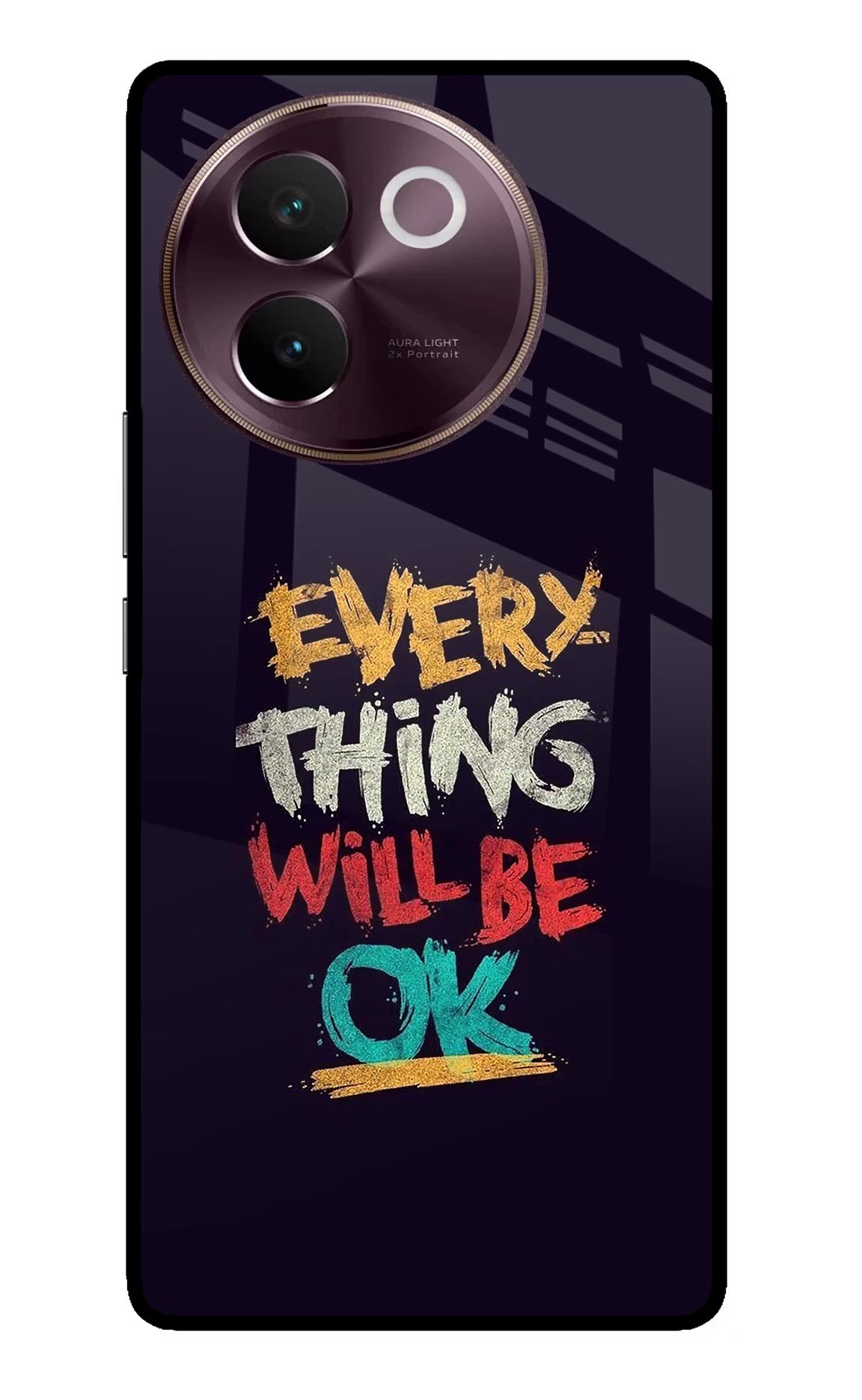 Everything Will Be Ok Vivo V30e Glass Case Back Cover by Casekaro