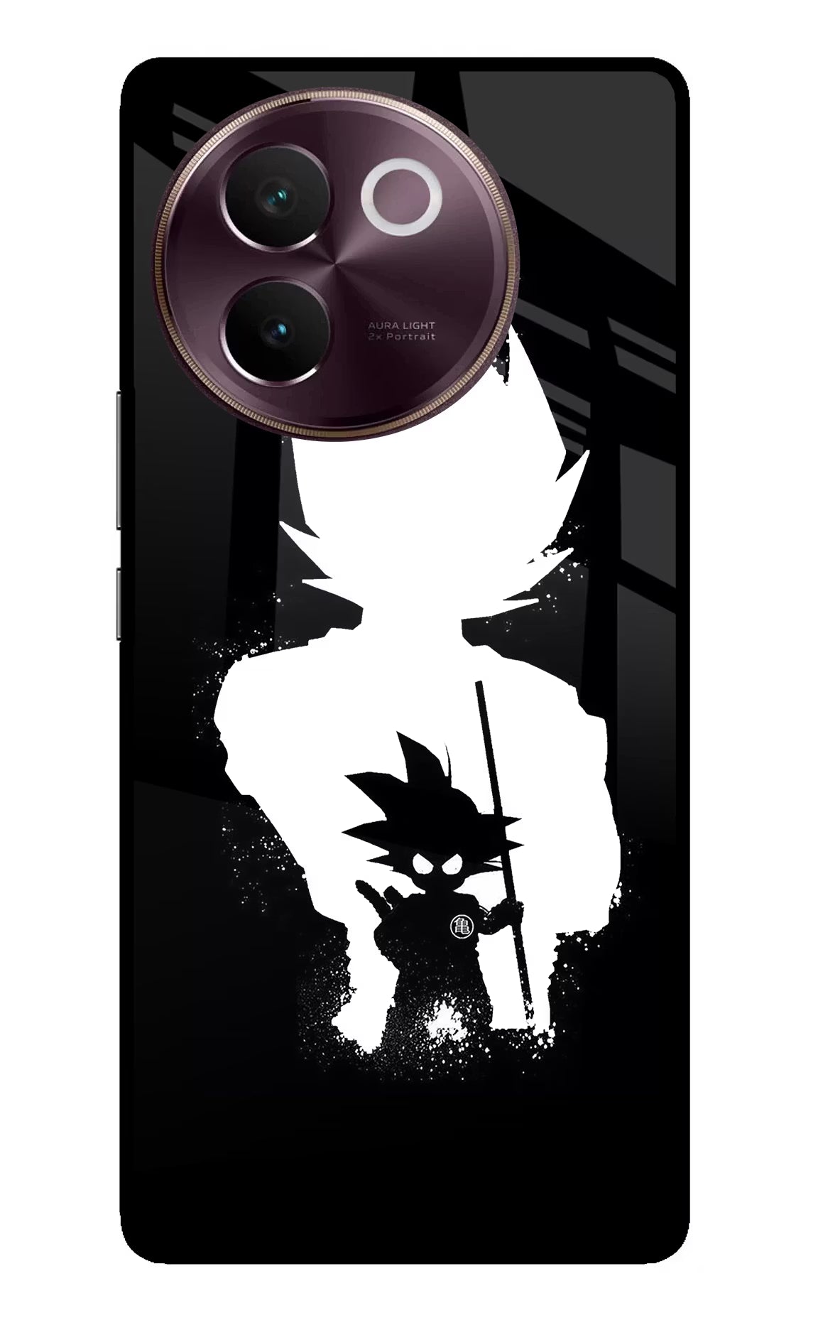 Goku Shadow Vivo V30e Glass Case Back Cover by Casekaro