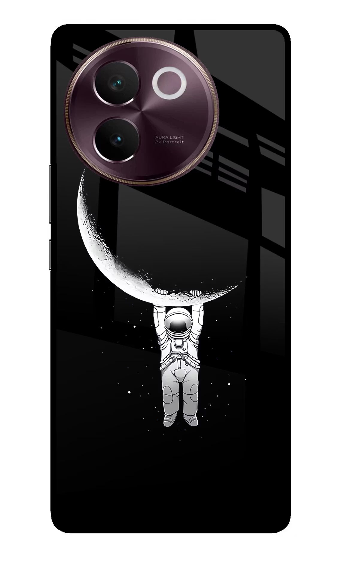Moon Space Vivo V30e Glass Case Back Cover by Casekaro