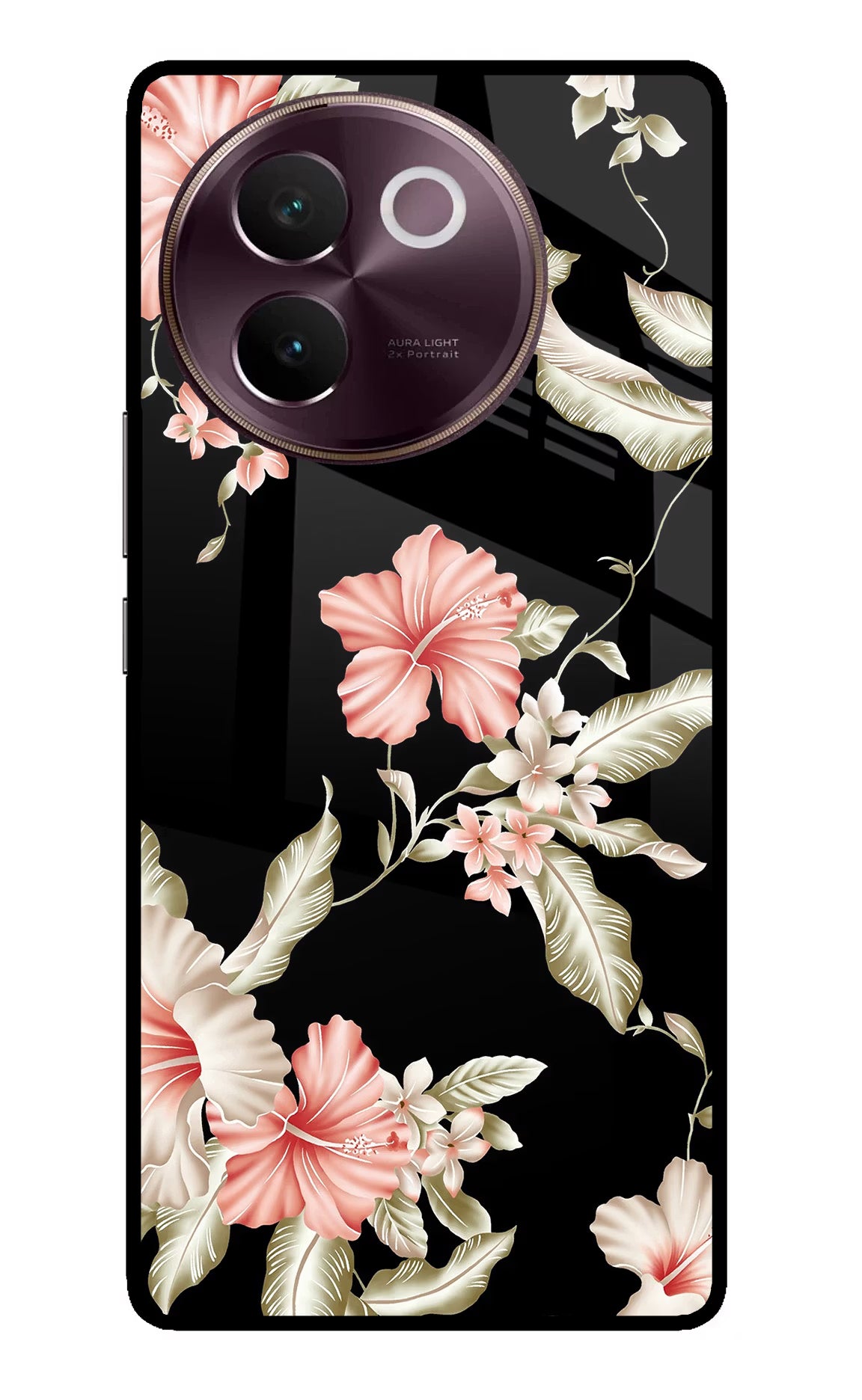 Flowers Vivo V30e Glass Case Back Cover by Casekaro