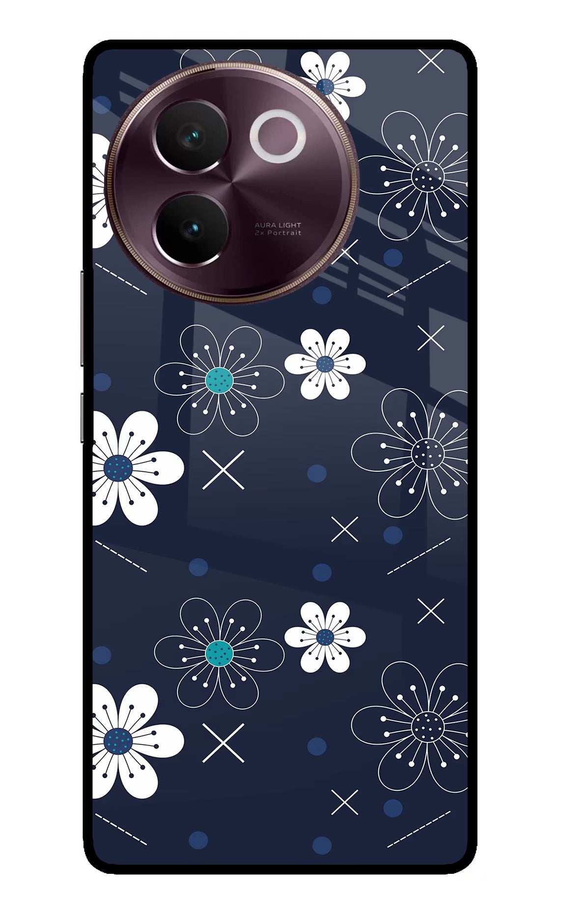 Flowers Vivo V30e Glass Case Back Cover by Casekaro