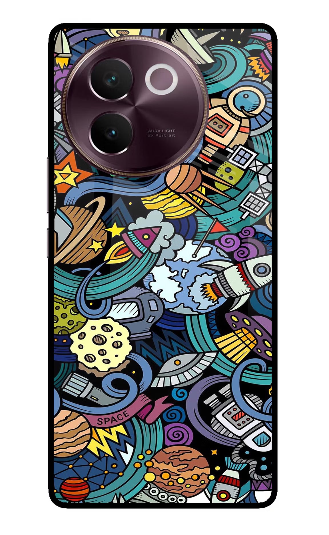 Space Abstract Vivo V30e Glass Case Back Cover by Casekaro