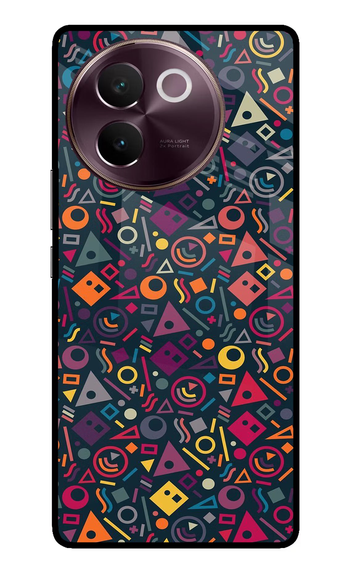 Geometric Abstract Vivo V30e Glass Case Back Cover by Casekaro