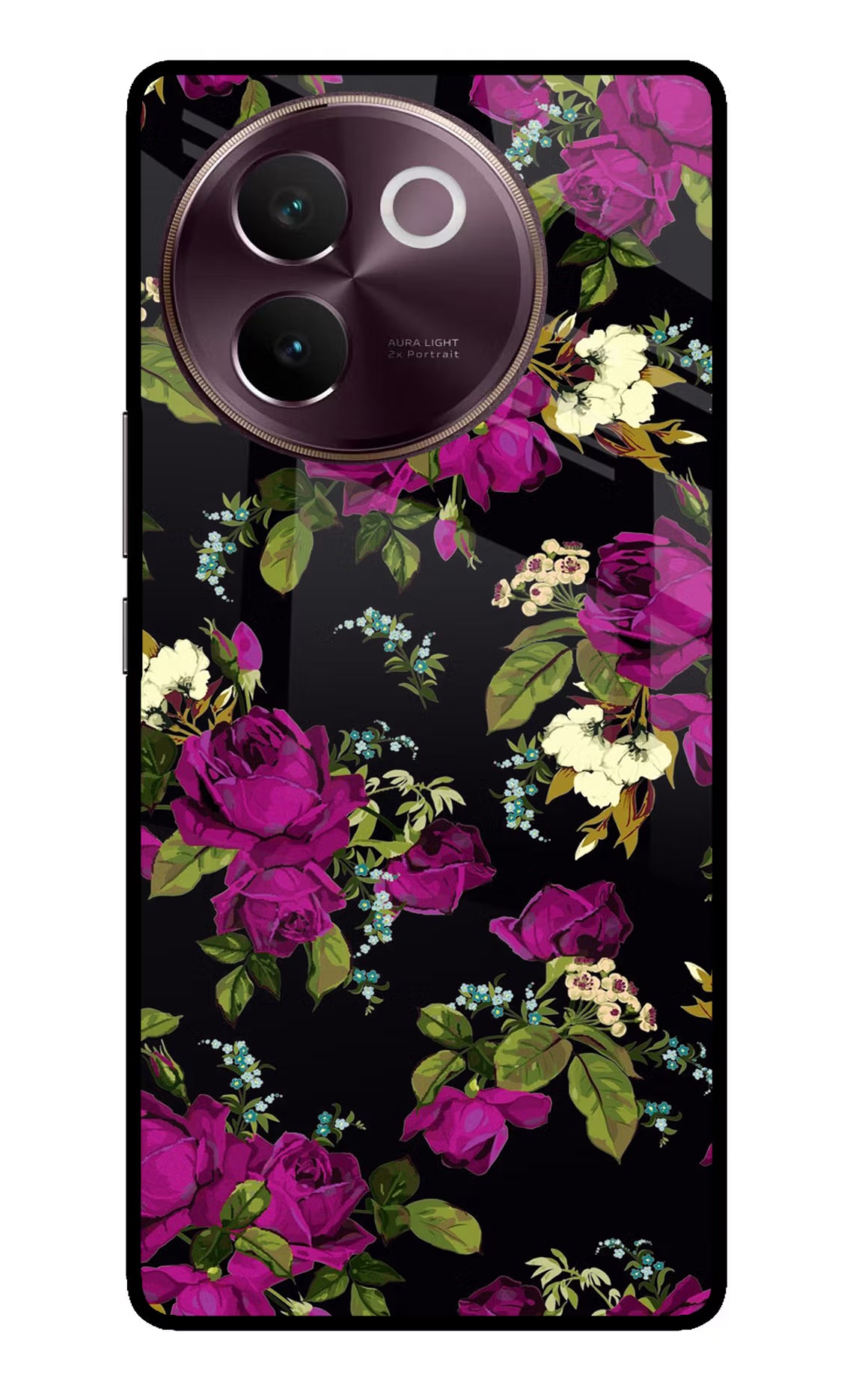 Flowers Vivo V30e Glass Case Back Cover by Casekaro