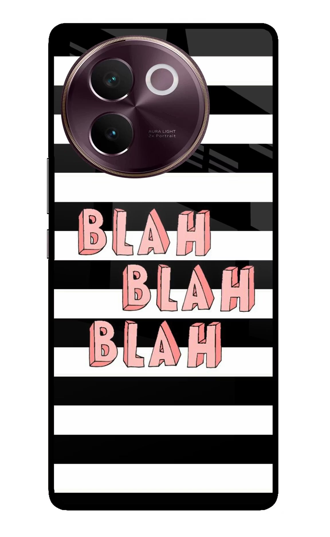 Blah Blah Blah Vivo V30e Glass Case Back Cover by Casekaro