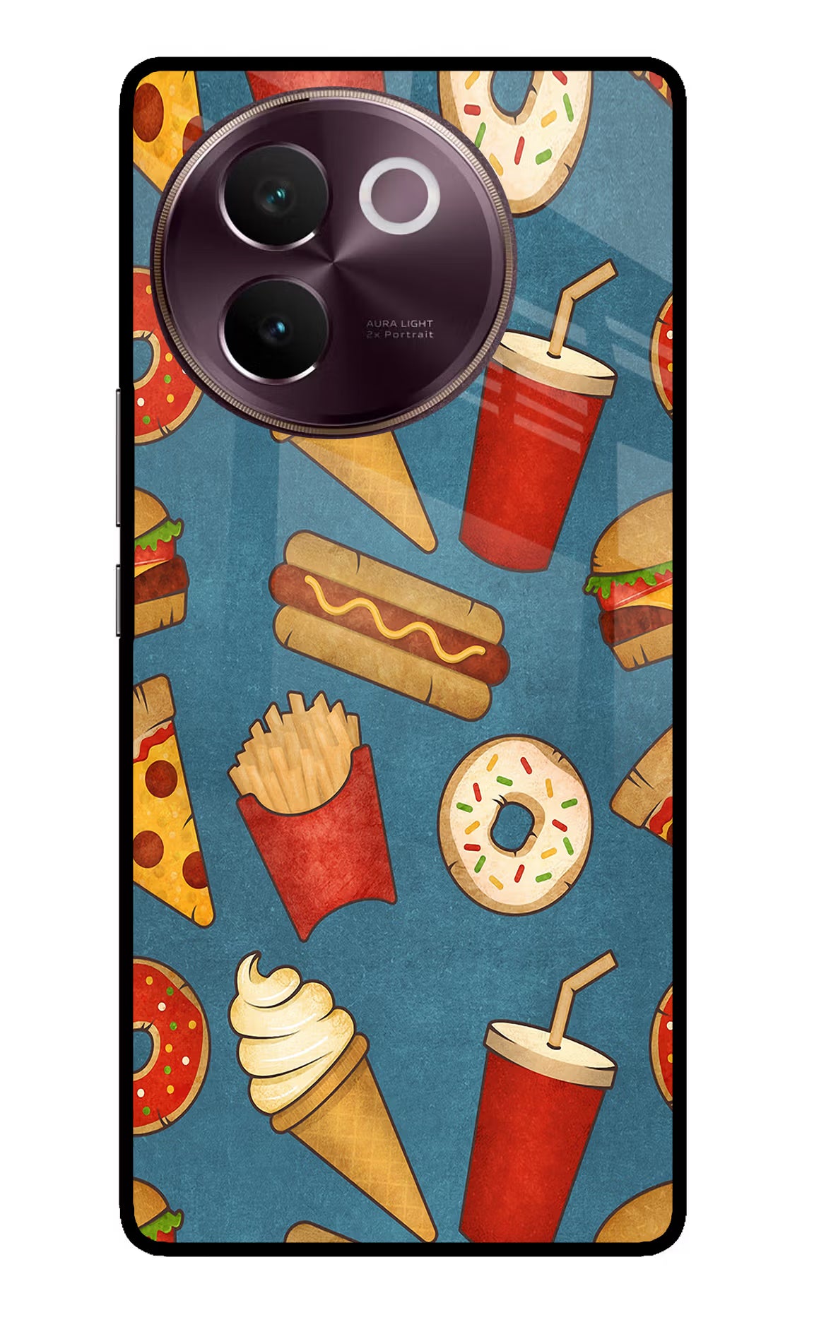 Foodie Vivo V30e Glass Case Back Cover by Casekaro