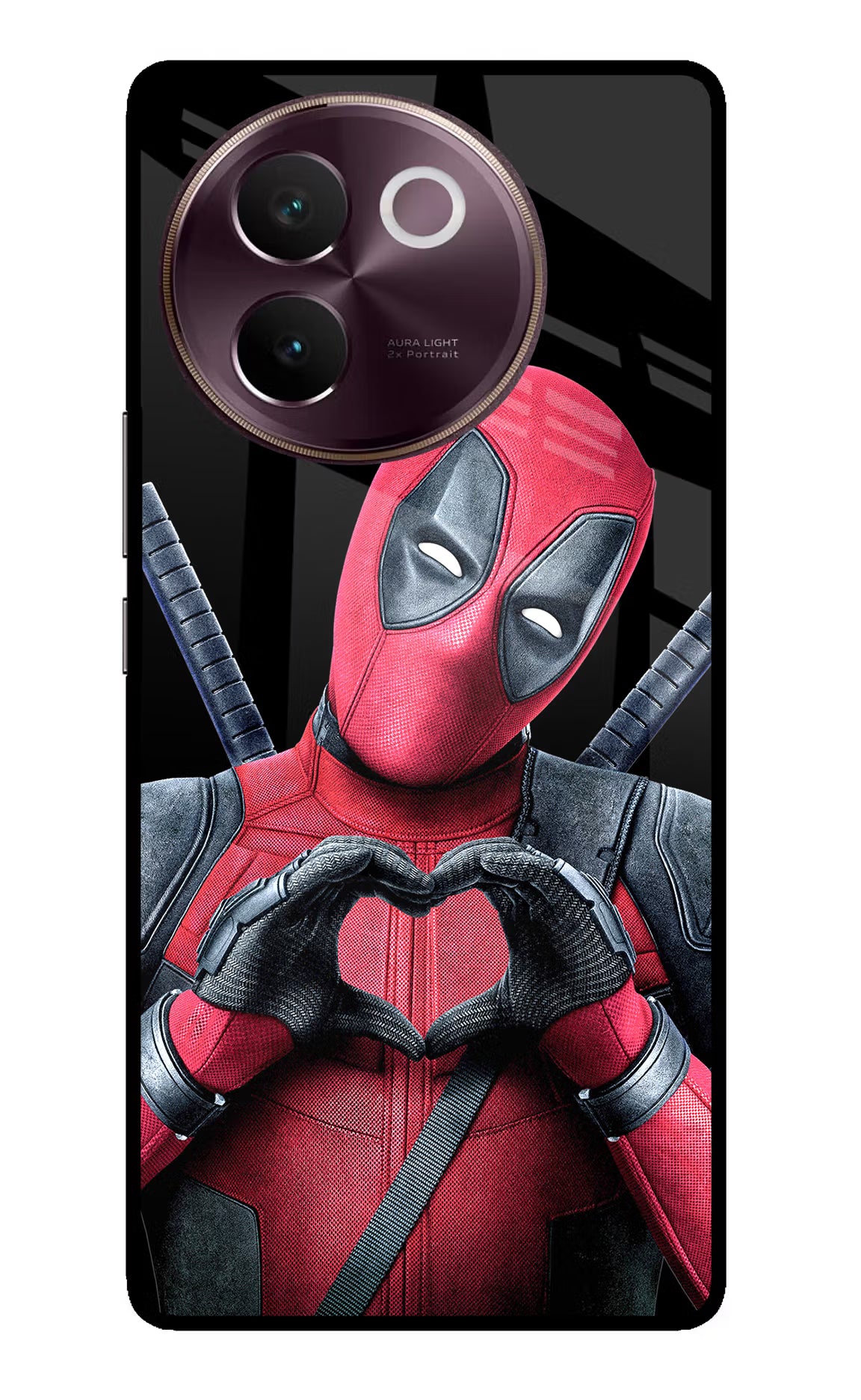 Deadpool Vivo V30e Glass Case Back Cover by Casekaro