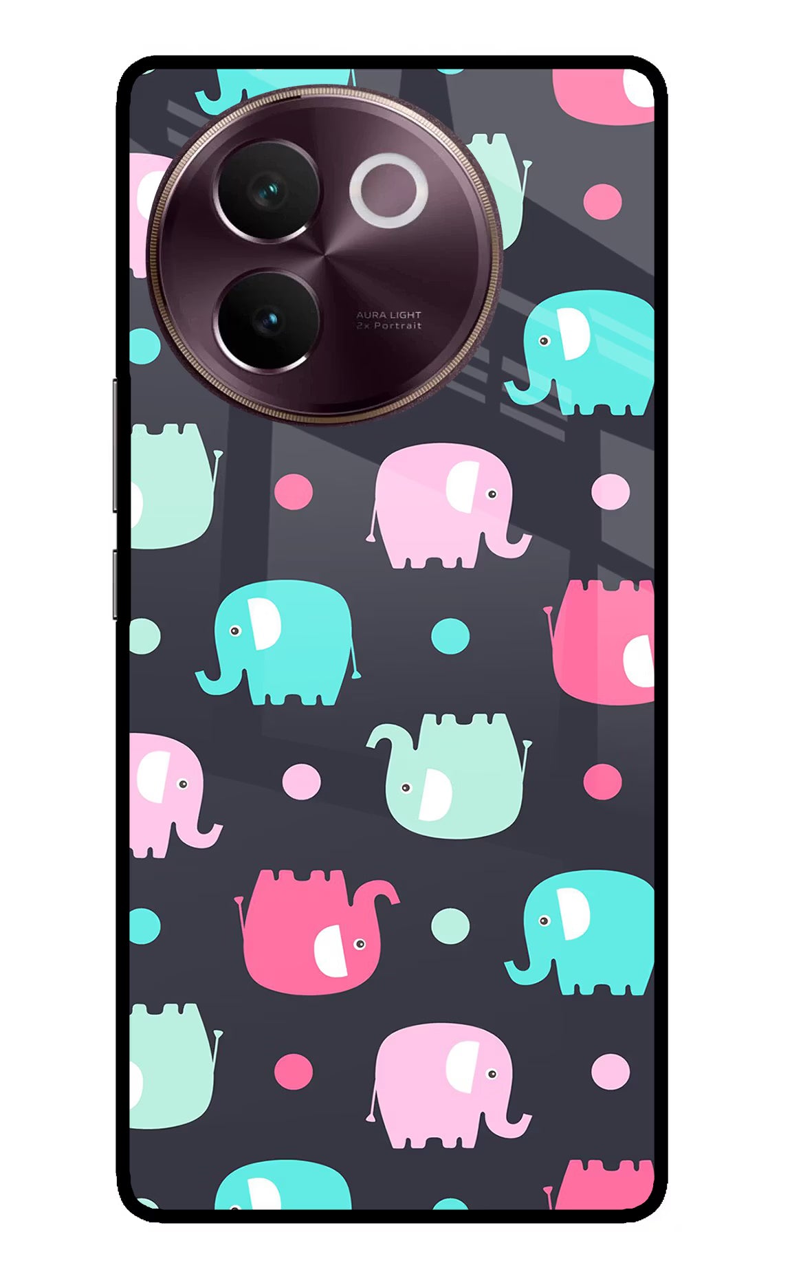 Elephants Vivo V30e Glass Case Back Cover by Casekaro
