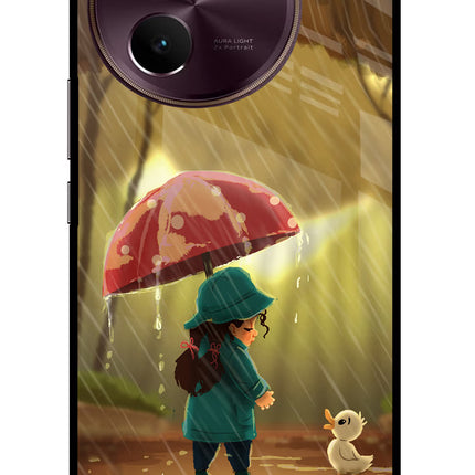 Rainy Day Vivo V30e Glass Case Back Cover by Casekaro