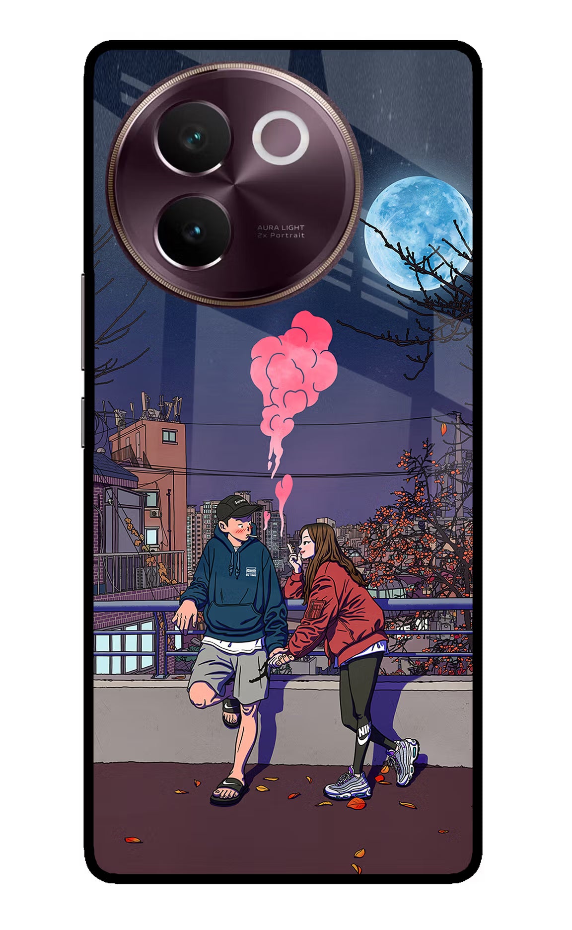 Chilling Couple Vivo V30e Glass Case Back Cover by Casekaro