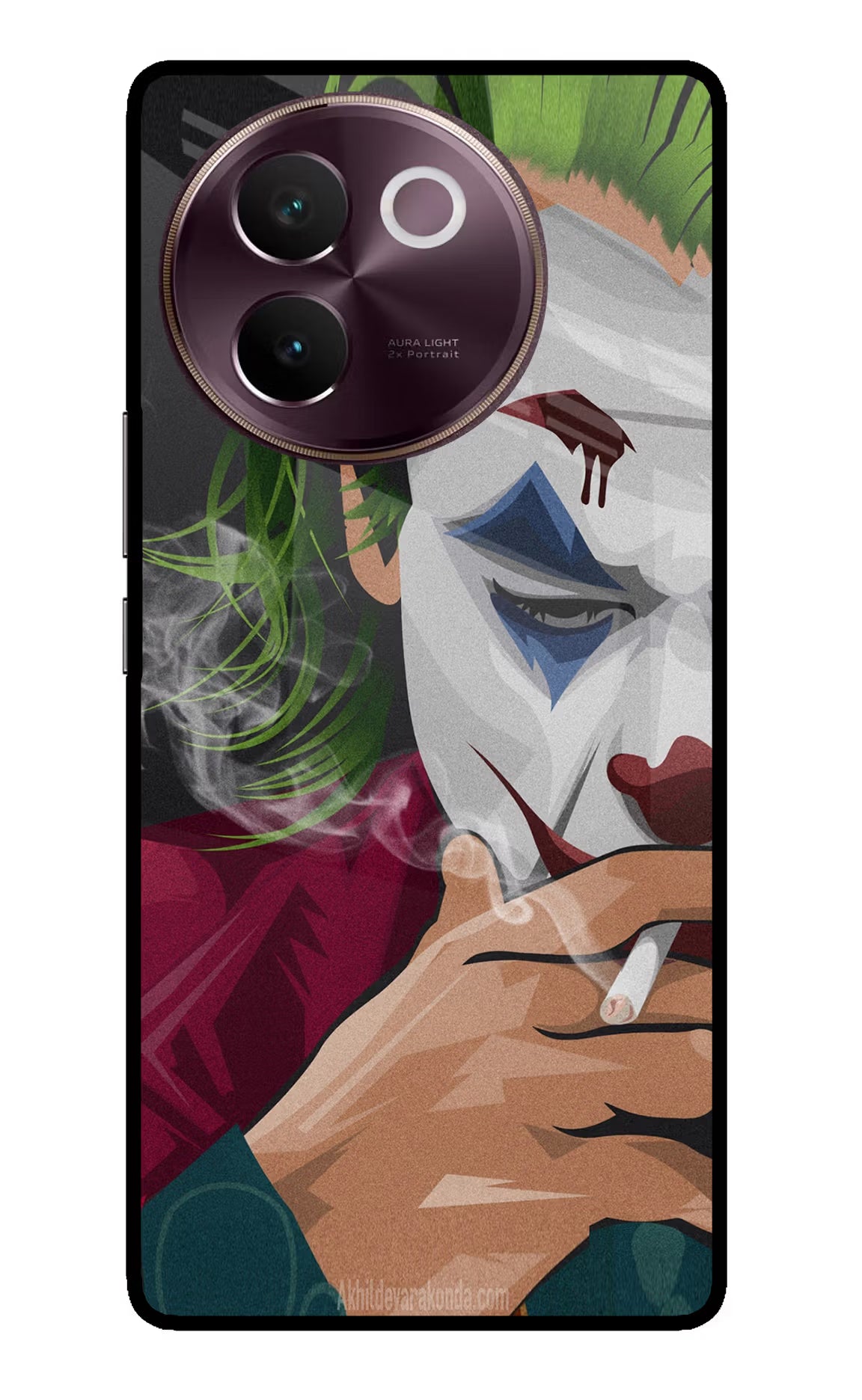 Joker Smoking Vivo V30e Glass Case Back Cover by Casekaro