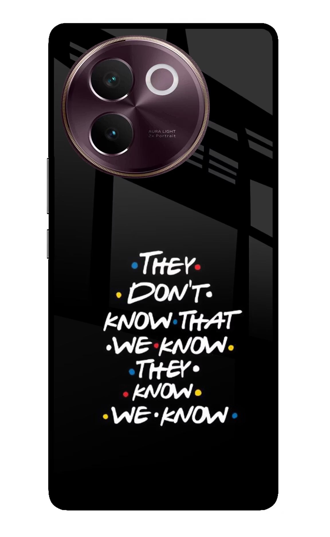 FRIENDS Dialogue Vivo V30e Glass Case Back Cover by Casekaro