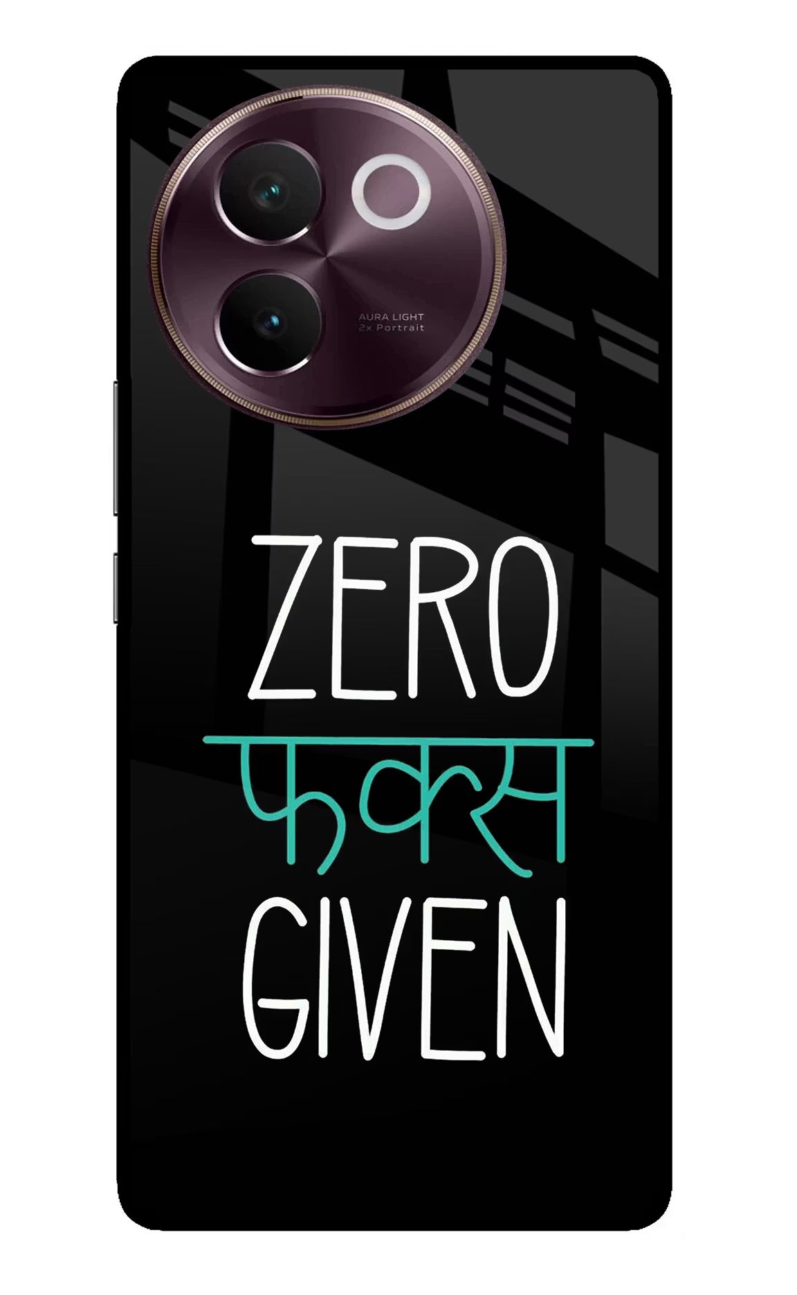 Zero Fucks Given Vivo V30e Glass Case Back Cover by Casekaro