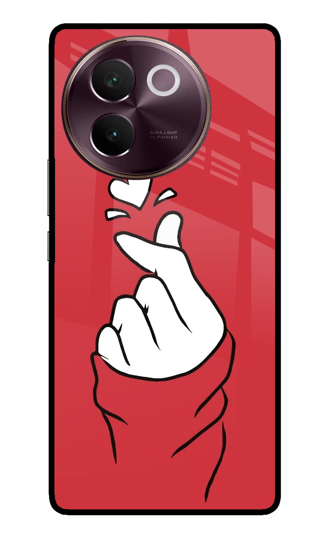 Korean Love Sign Vivo V30e Glass Case Back Cover by Casekaro