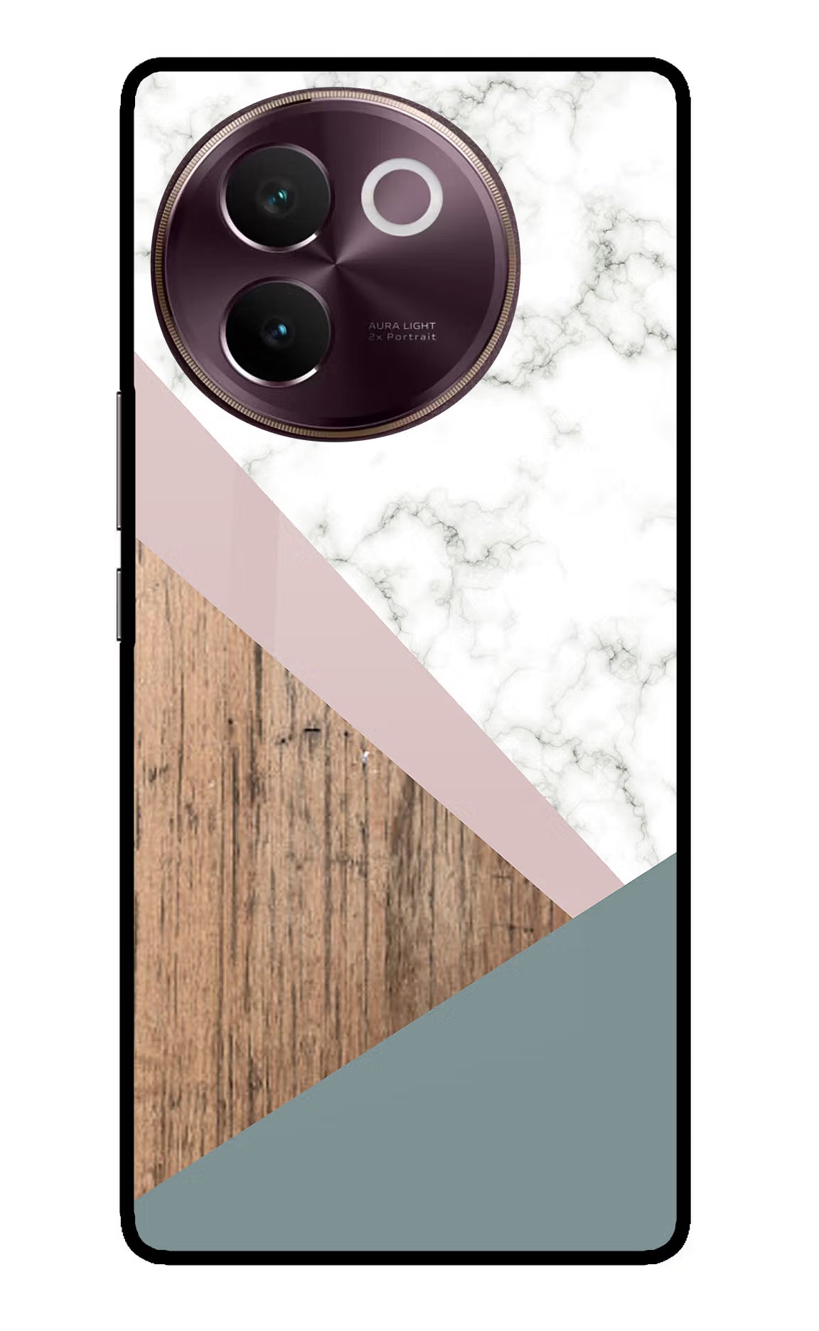 Marble wood Abstract Vivo V30e Glass Case Back Cover by Casekaro
