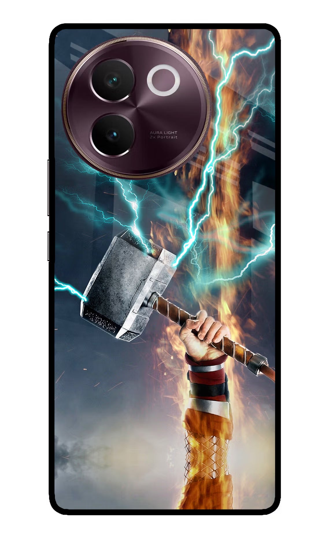 Thor Hammer Mjolnir Vivo V30e Glass Case Back Cover by Casekaro