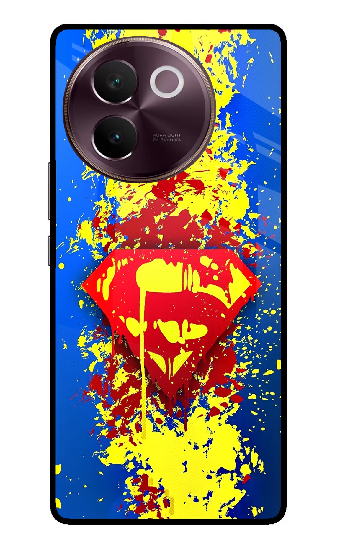 Superman logo Vivo V30e Glass Case Back Cover by Casekaro