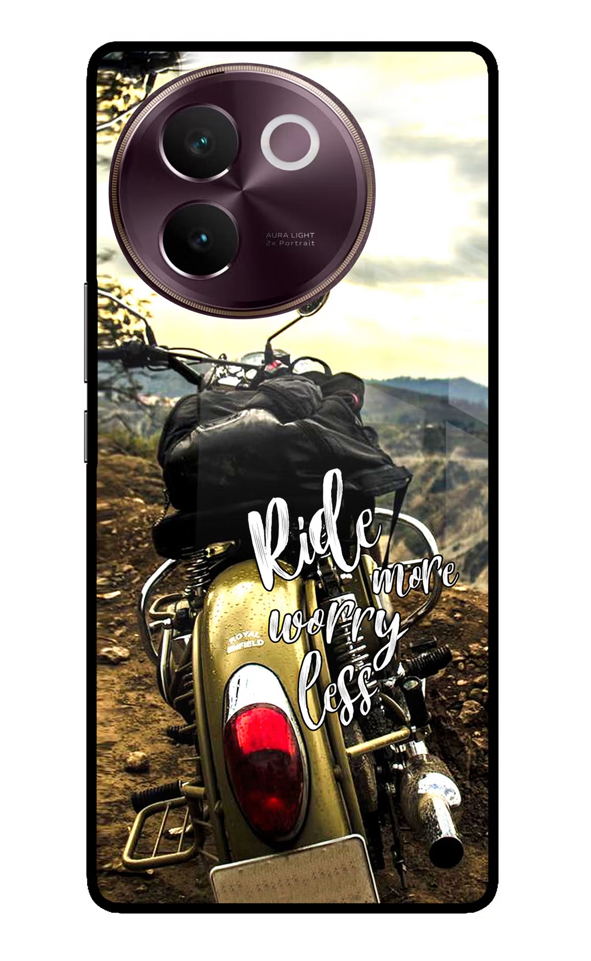 Ride More Worry Less Vivo V30e Glass Case Back Cover by Casekaro