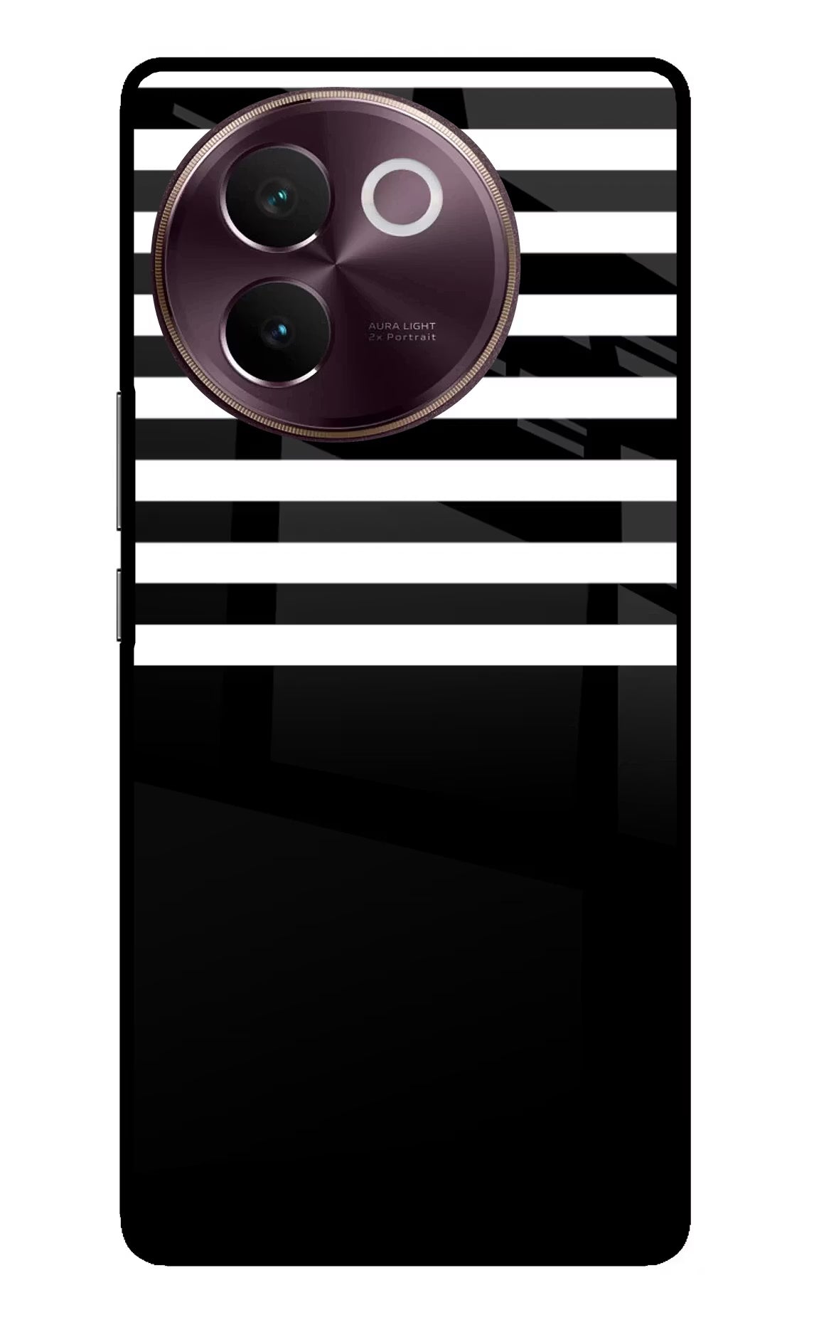 Black and White Print Vivo V30e Glass Case Back Cover by Casekaro