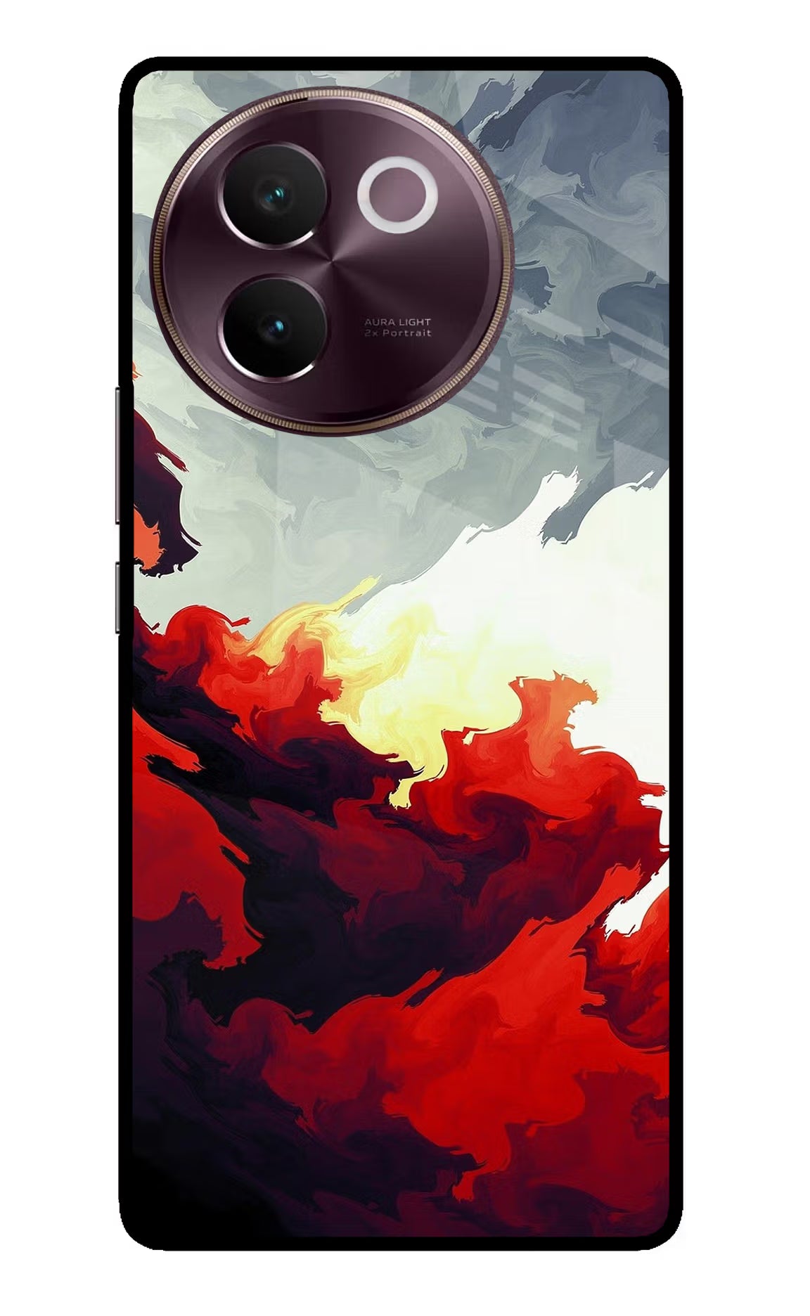 Fire Cloud Vivo V30e Glass Case Back Cover by Casekaro