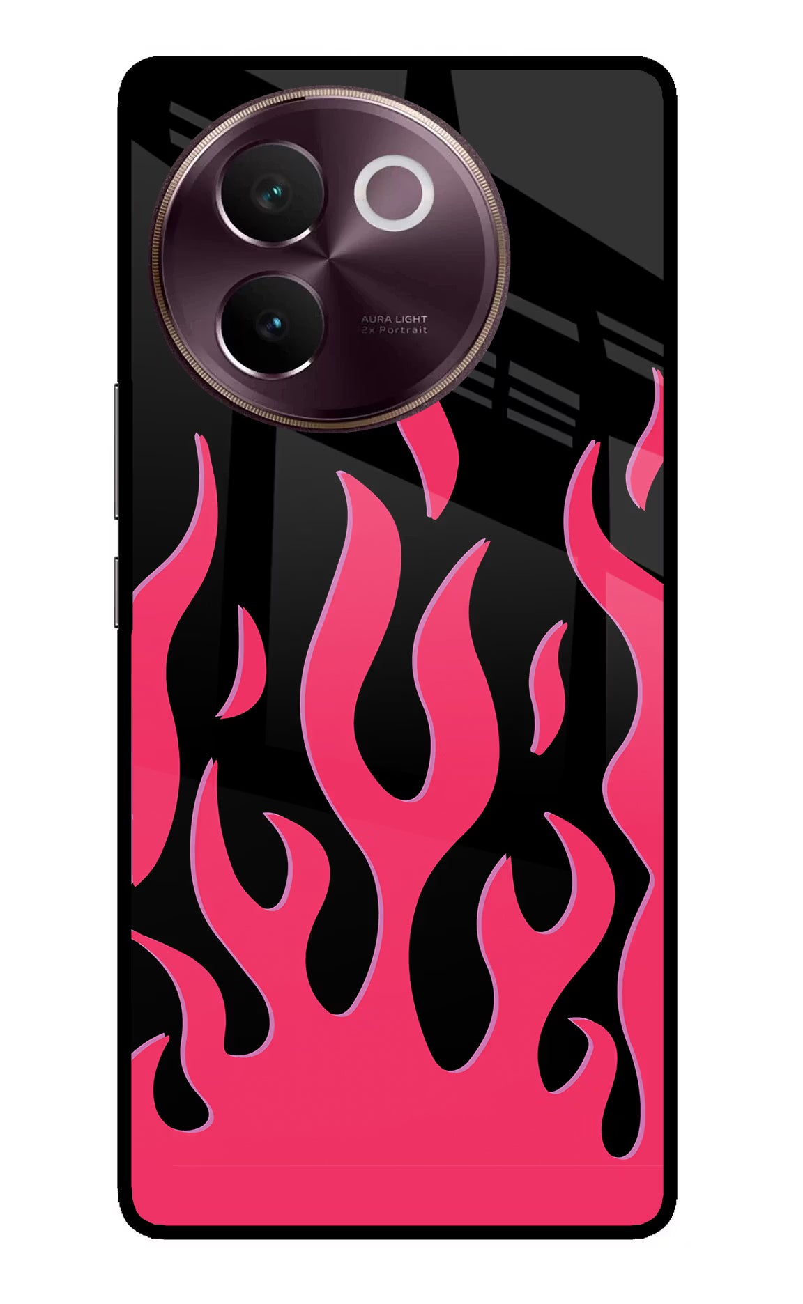 Fire Flames Vivo V30e Glass Case Back Cover by Casekaro