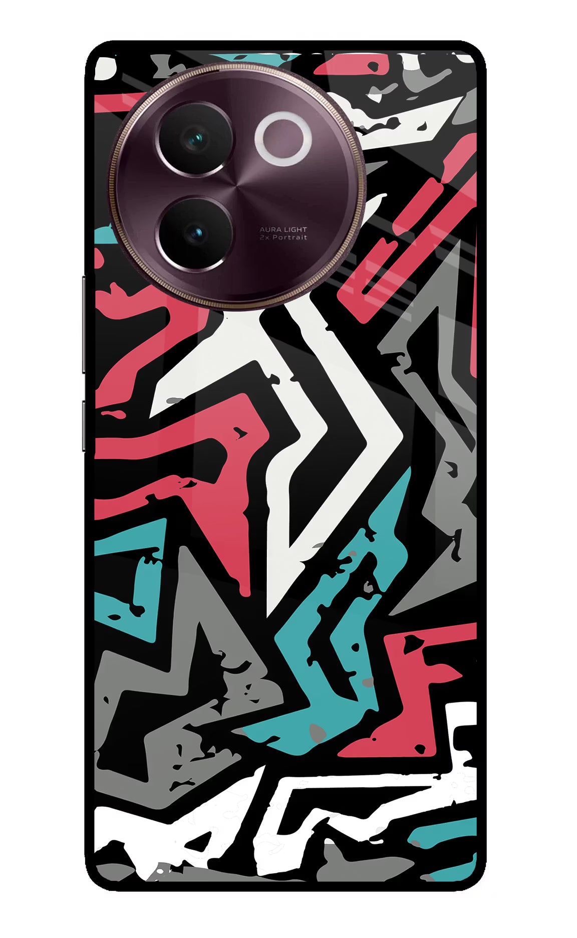 Geometric Graffiti Vivo V30e Glass Case Back Cover by Casekaro