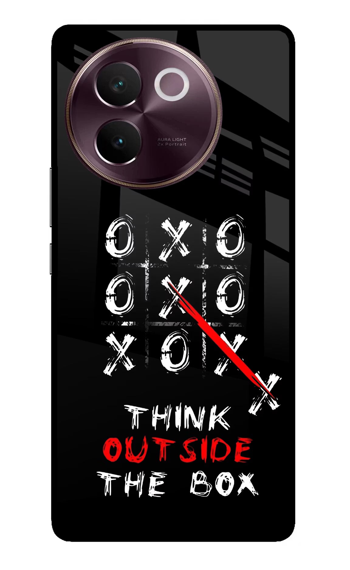 Think out of the BOX Vivo V30e Glass Case Back Cover by Casekaro