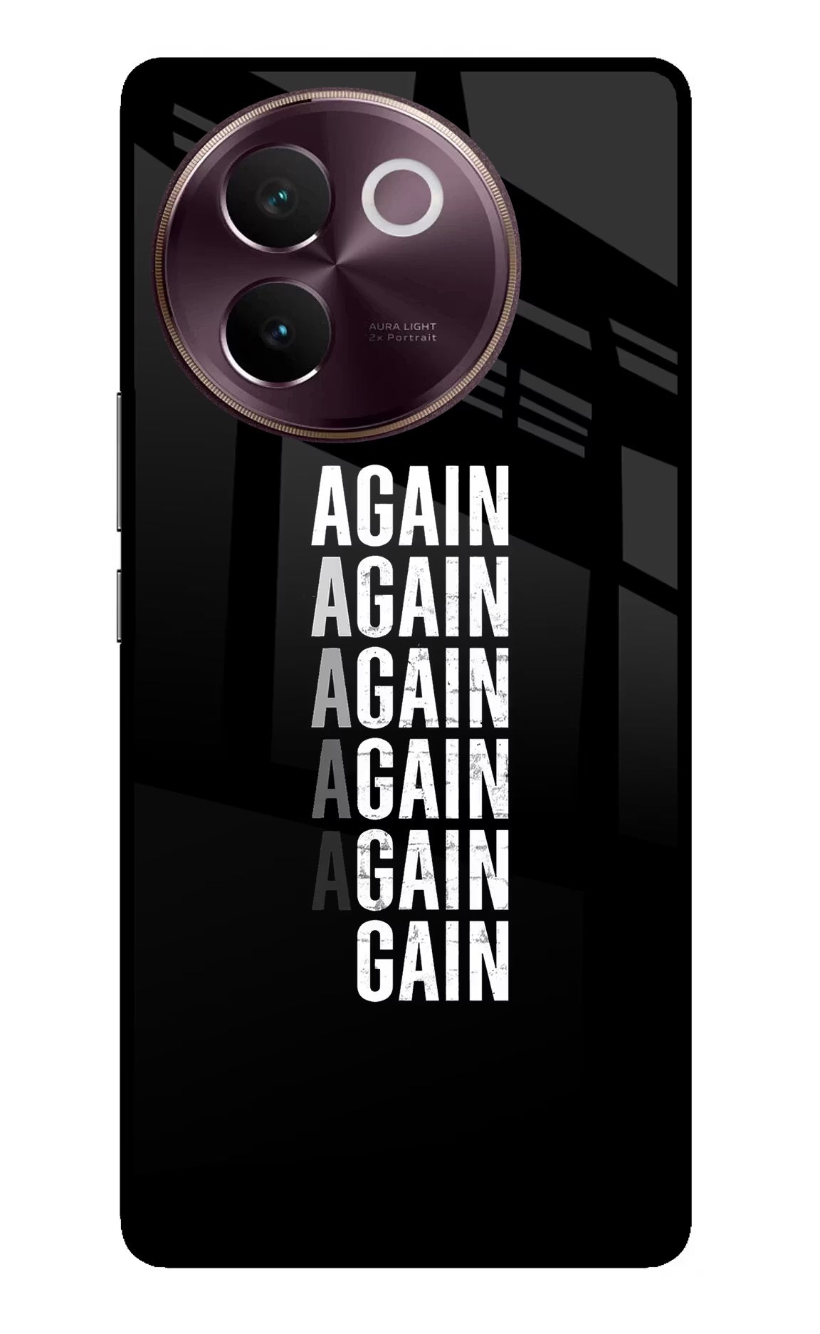 Again Again Gain Vivo V30e Glass Case Back Cover by Casekaro