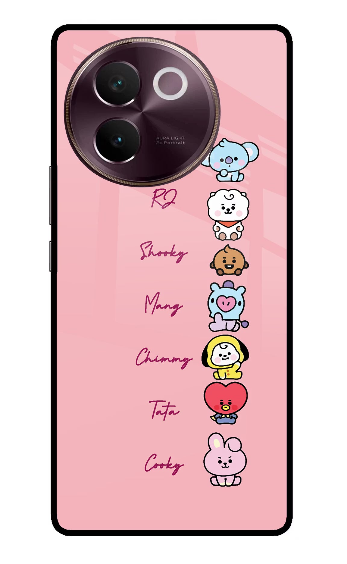 BTS names Vivo V30e Glass Case Back Cover by Casekaro