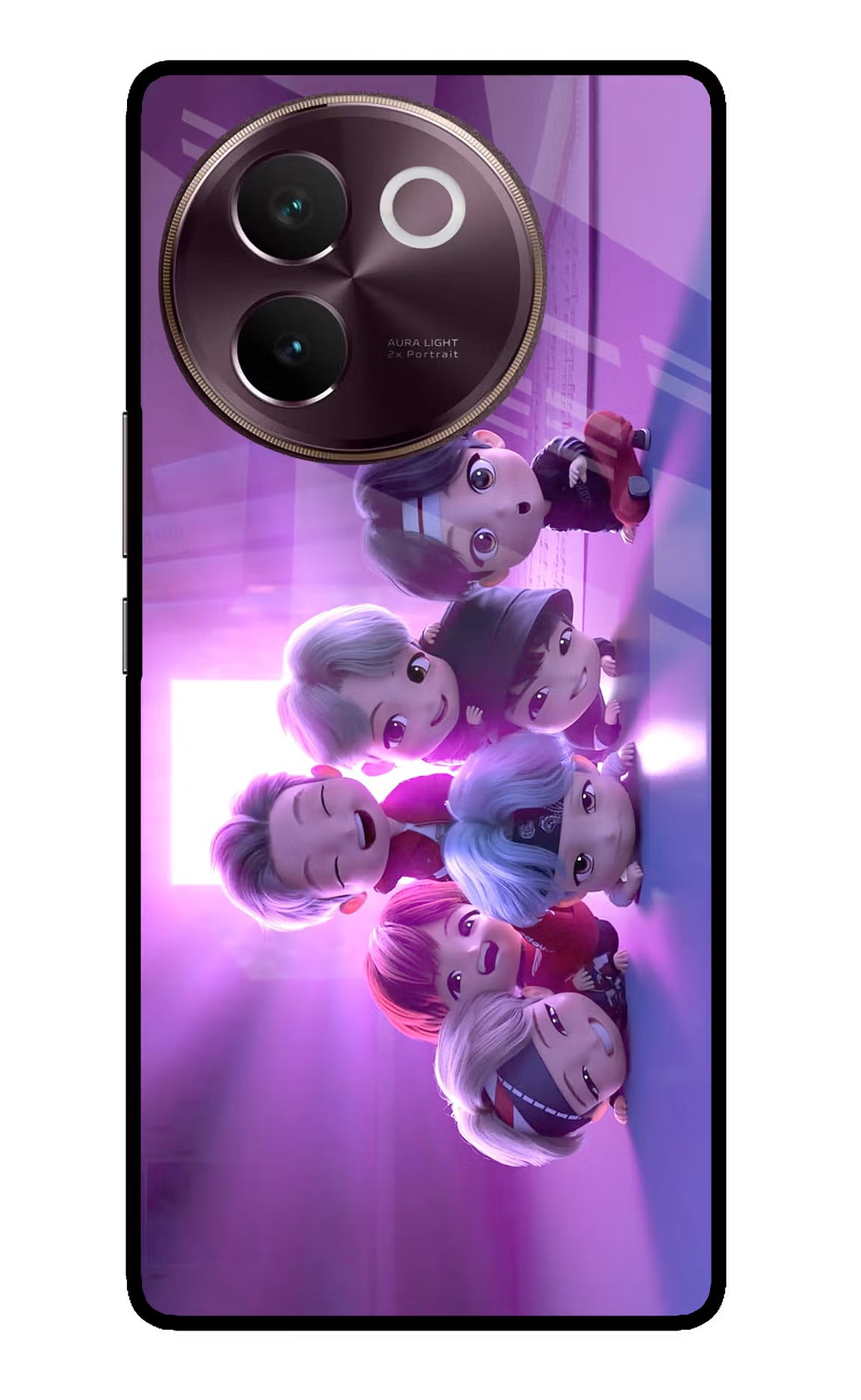 BTS Chibi Vivo V30e Glass Case Back Cover by Casekaro