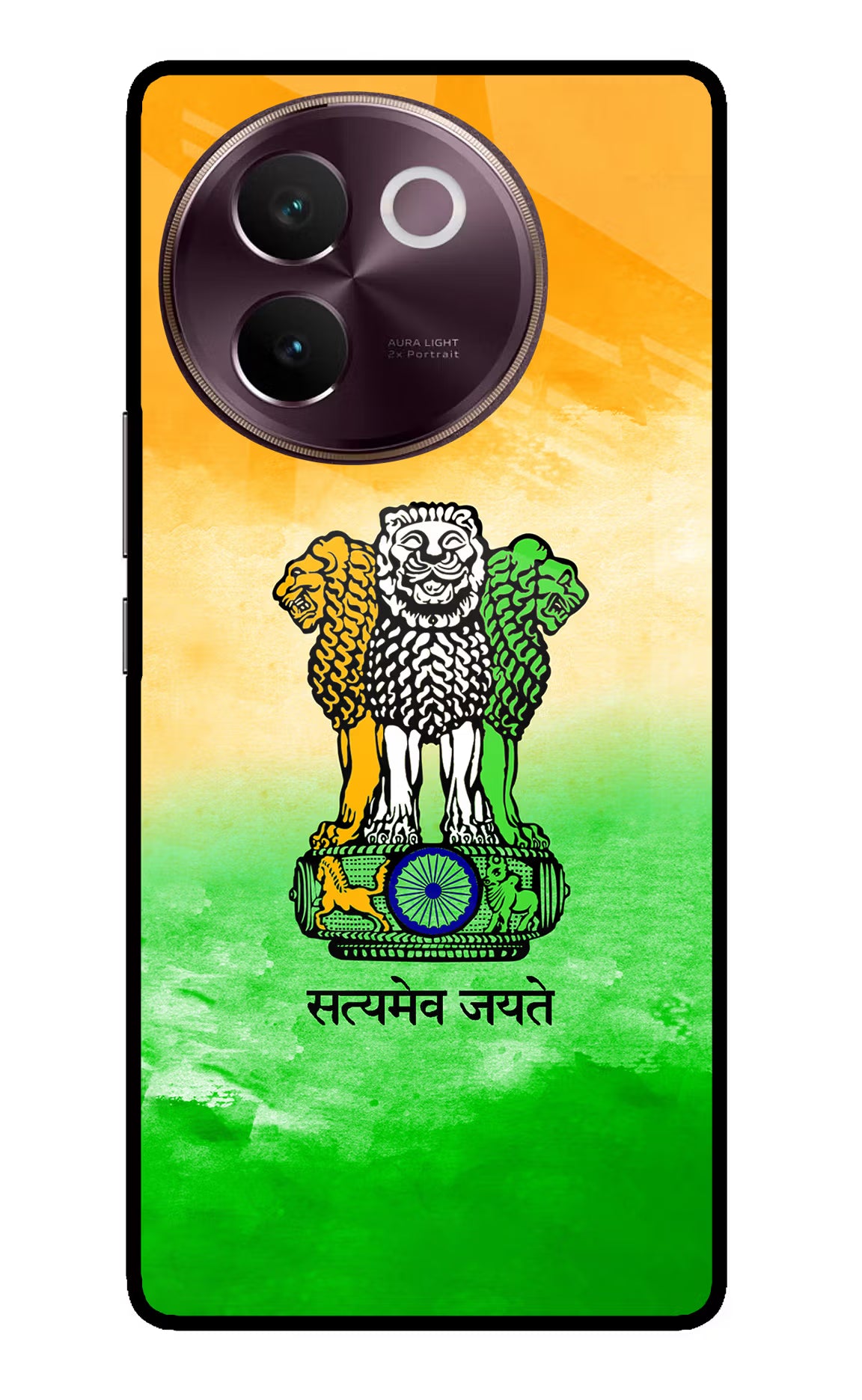 Satyamev Jayate Flag Vivo V30e Glass Case Back Cover by Casekaro