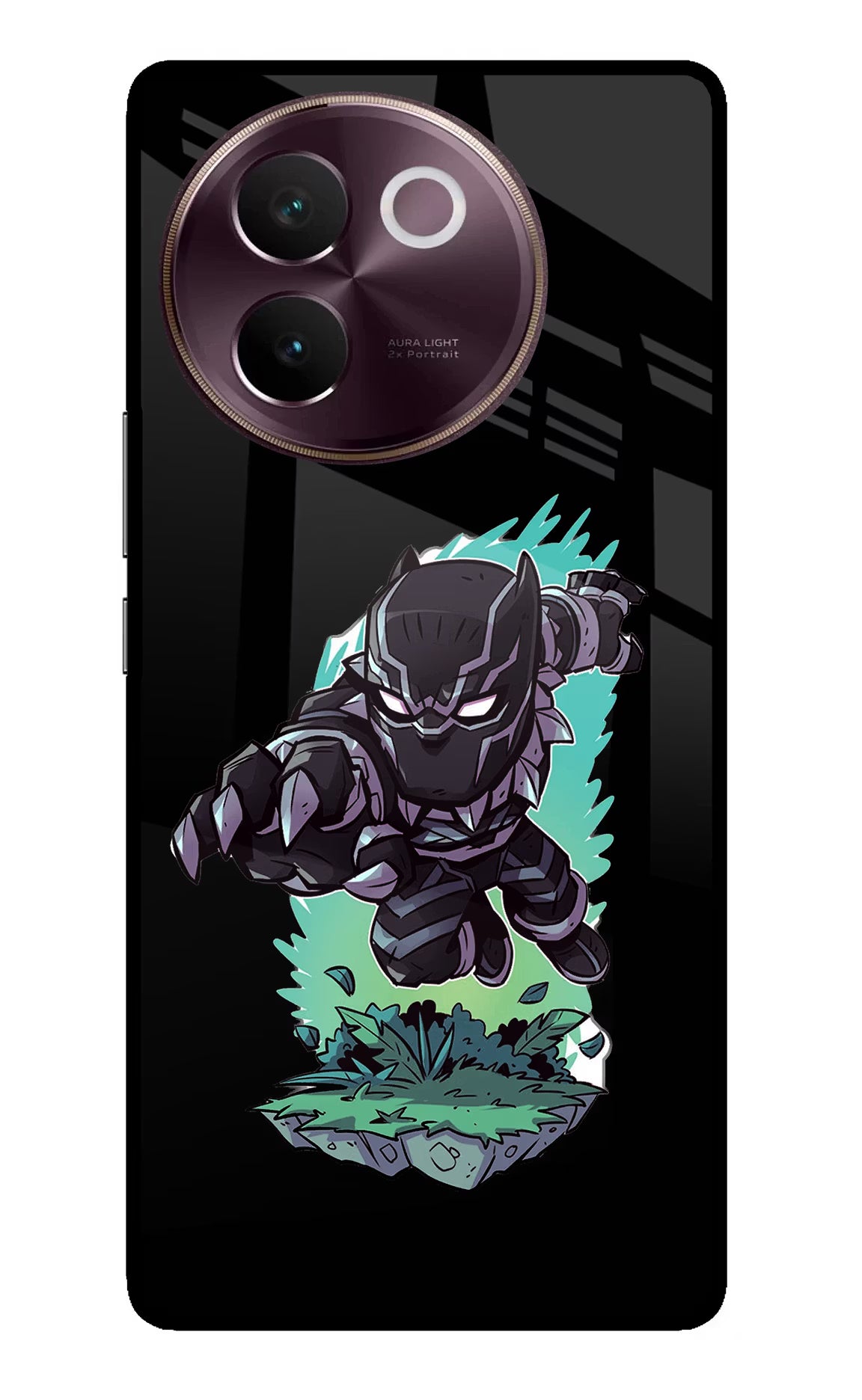 Black Panther Vivo V30e Glass Case Back Cover by Casekaro