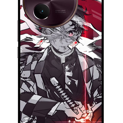 Demon Slayer Vivo V30e Glass Case Back Cover by Casekaro